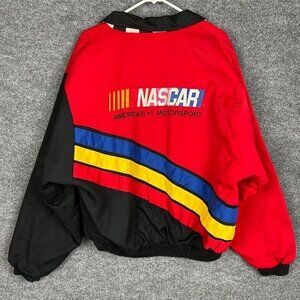 VTG 90s‎ XL Men’s NASCAR Quilted Embroidered Jacket Multicolor Made In USA LOGO